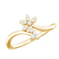 Diamond Floral Ring with Curved Shank