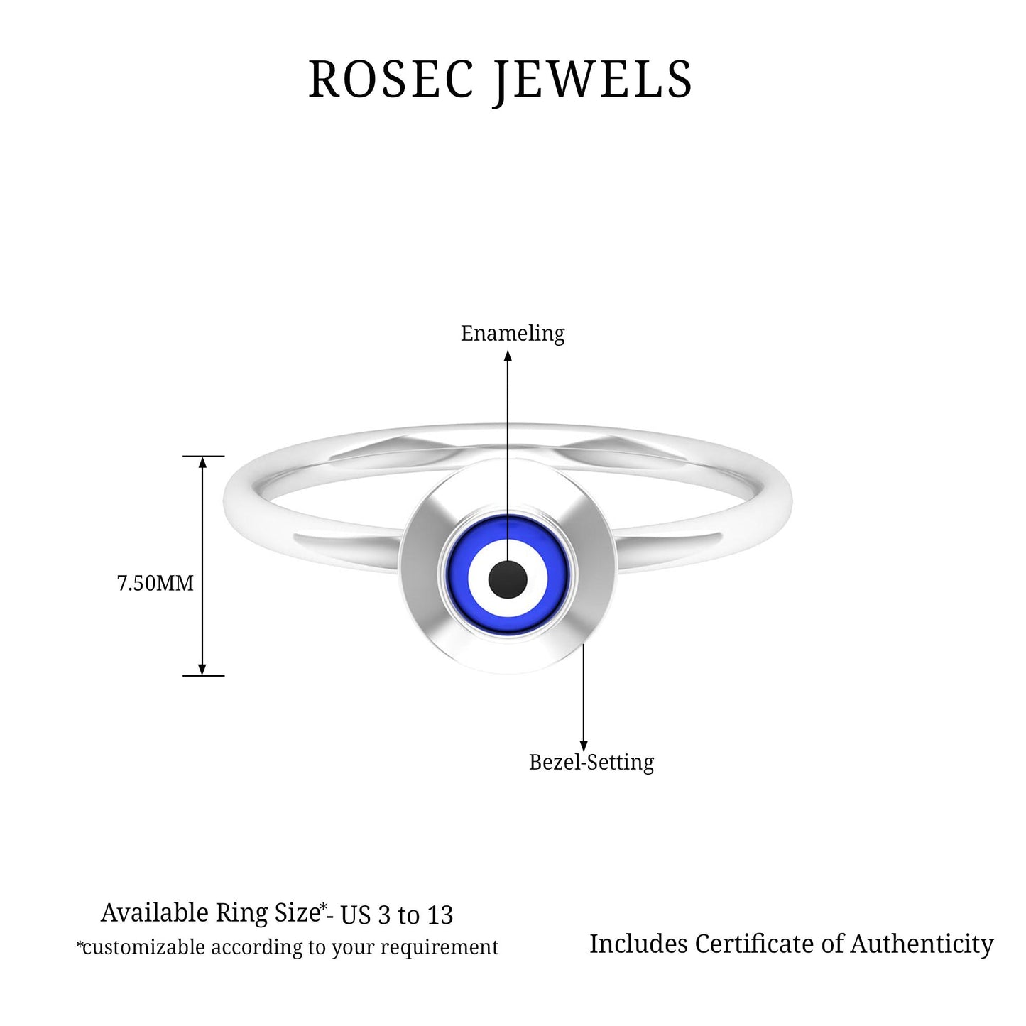 Enamel Evil Eye Promise Ring for Women