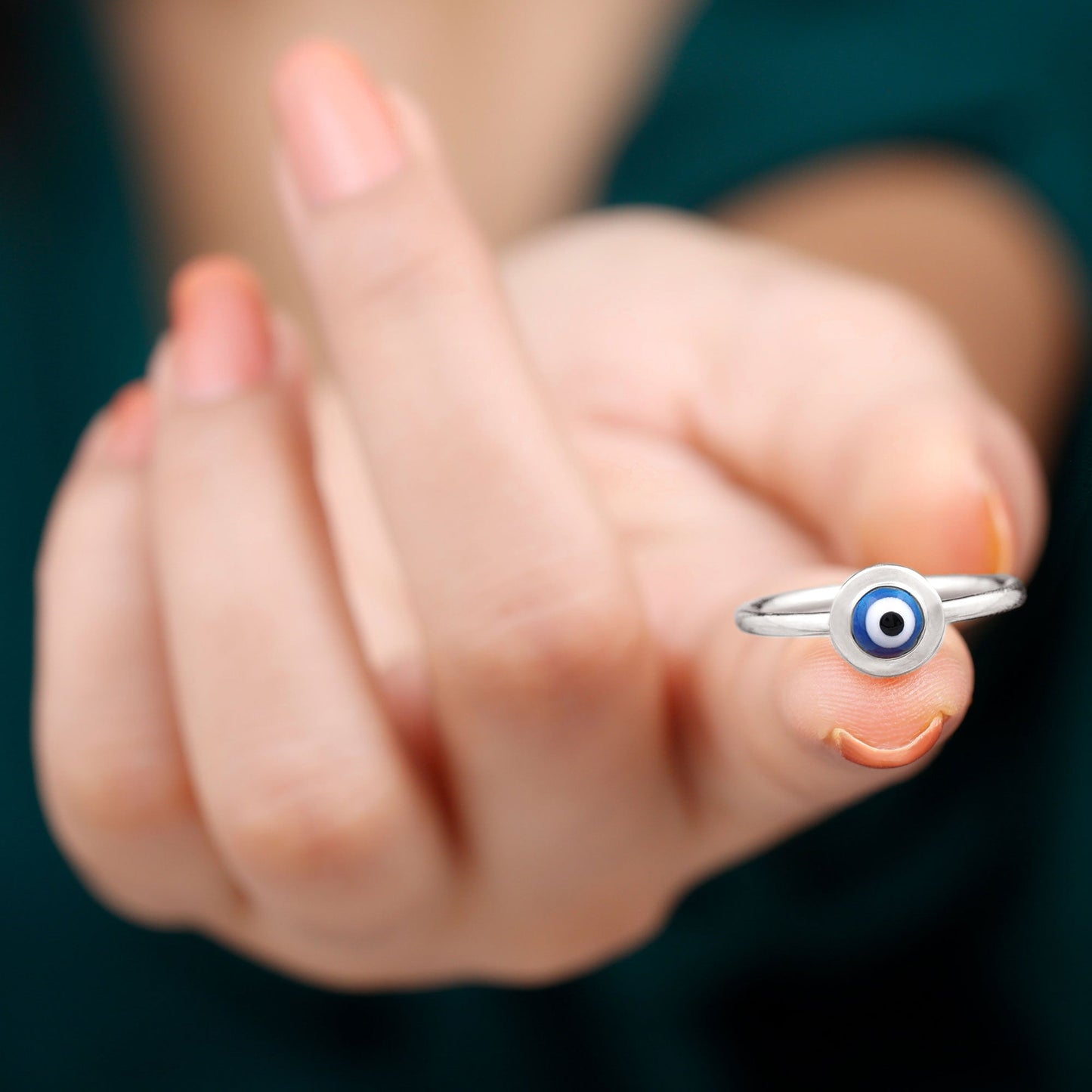 Enamel Evil Eye Promise Ring for Women