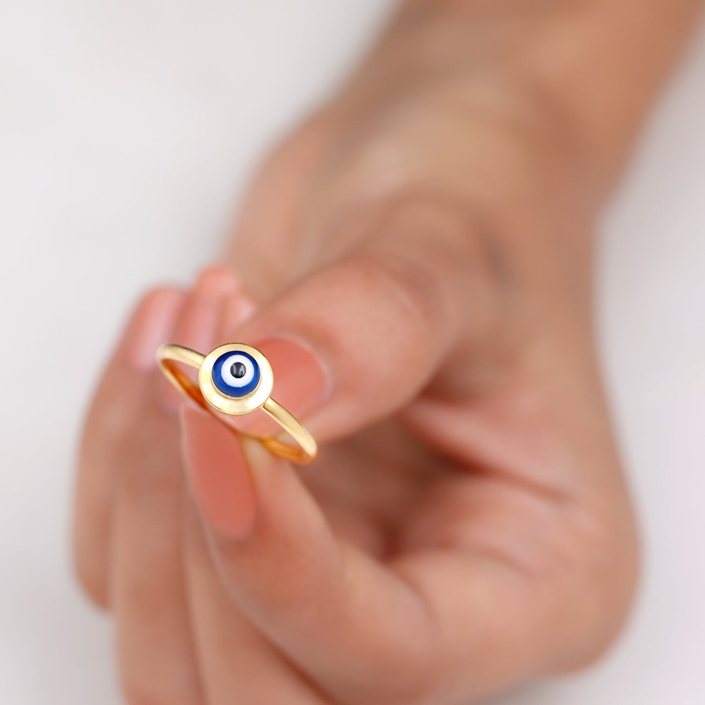 Enamel Evil Eye Promise Ring for Women