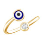 Bezel Set Moissanite and Enameled Evil Eye Ring
