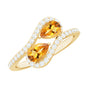 Pear Shape Citrine Two Stone Engagement Ring with Diamond