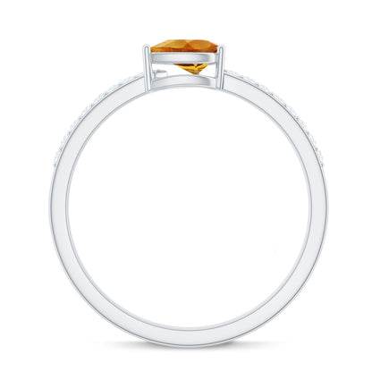 Natural Pear Shape Citrine Engagement Ring with Diamond
