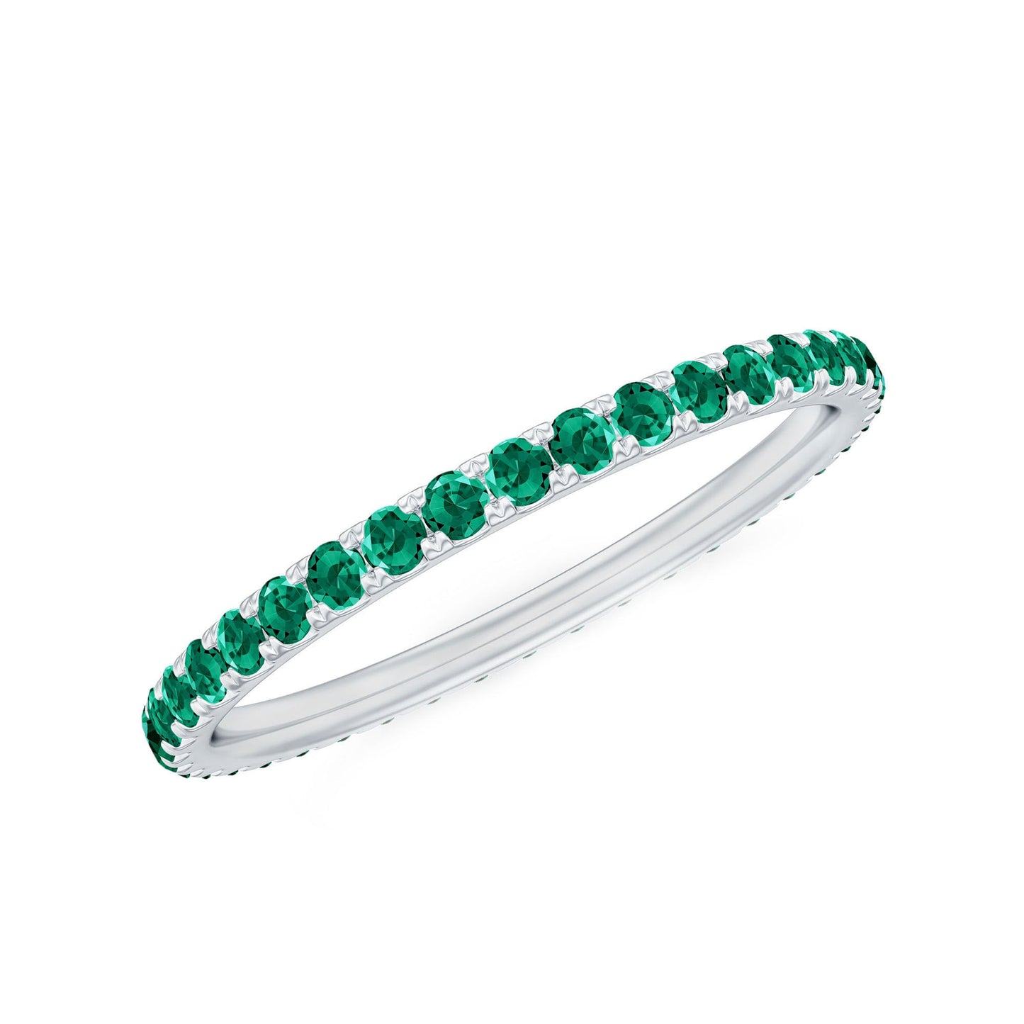Certified Lab Grown Emerald Stackable Eternity Ring for Women