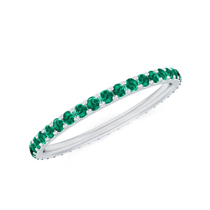 Certified Lab Grown Emerald Stackable Eternity Ring for Women