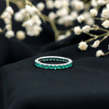 Certified Lab Grown Emerald Stackable Eternity Ring for Women