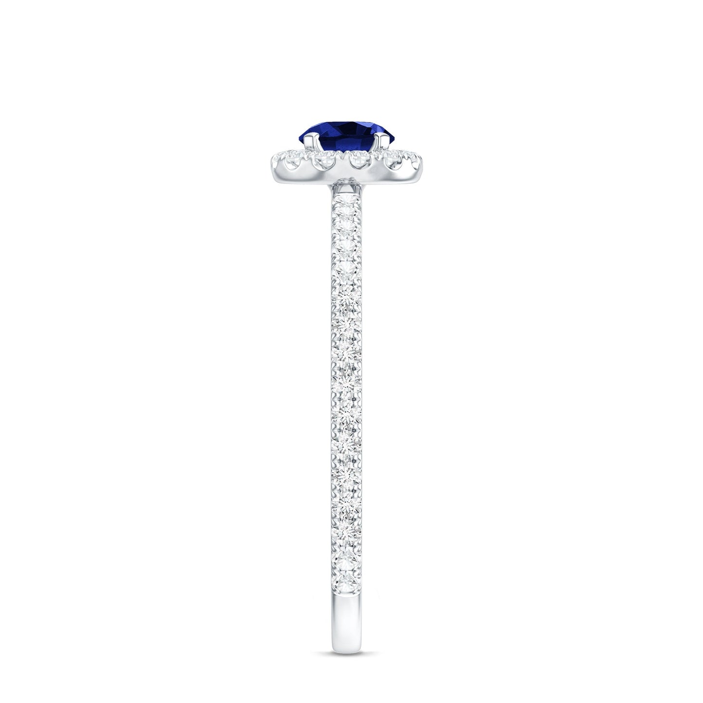Lab Grown Blue Sapphire and Diamond Minimal Engagement Ring