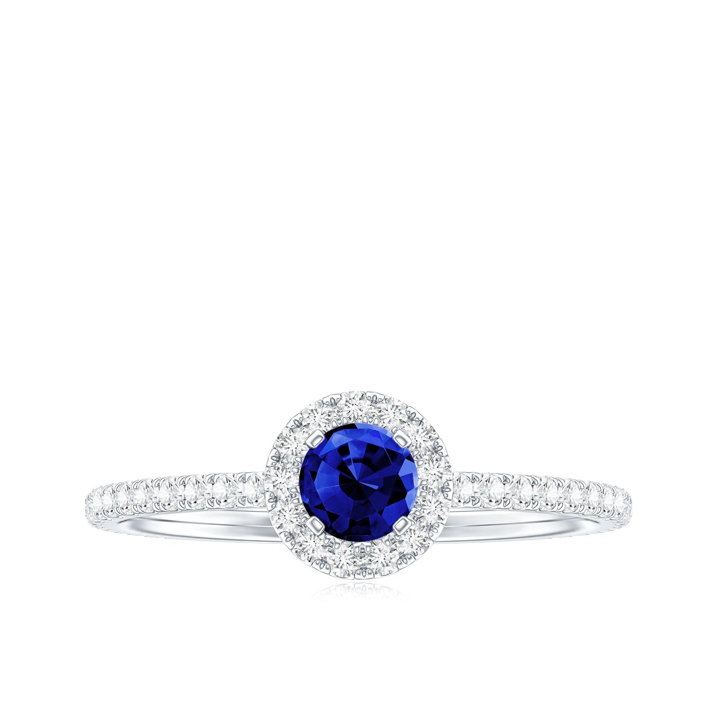 Lab Grown Blue Sapphire and Diamond Minimal Engagement Ring
