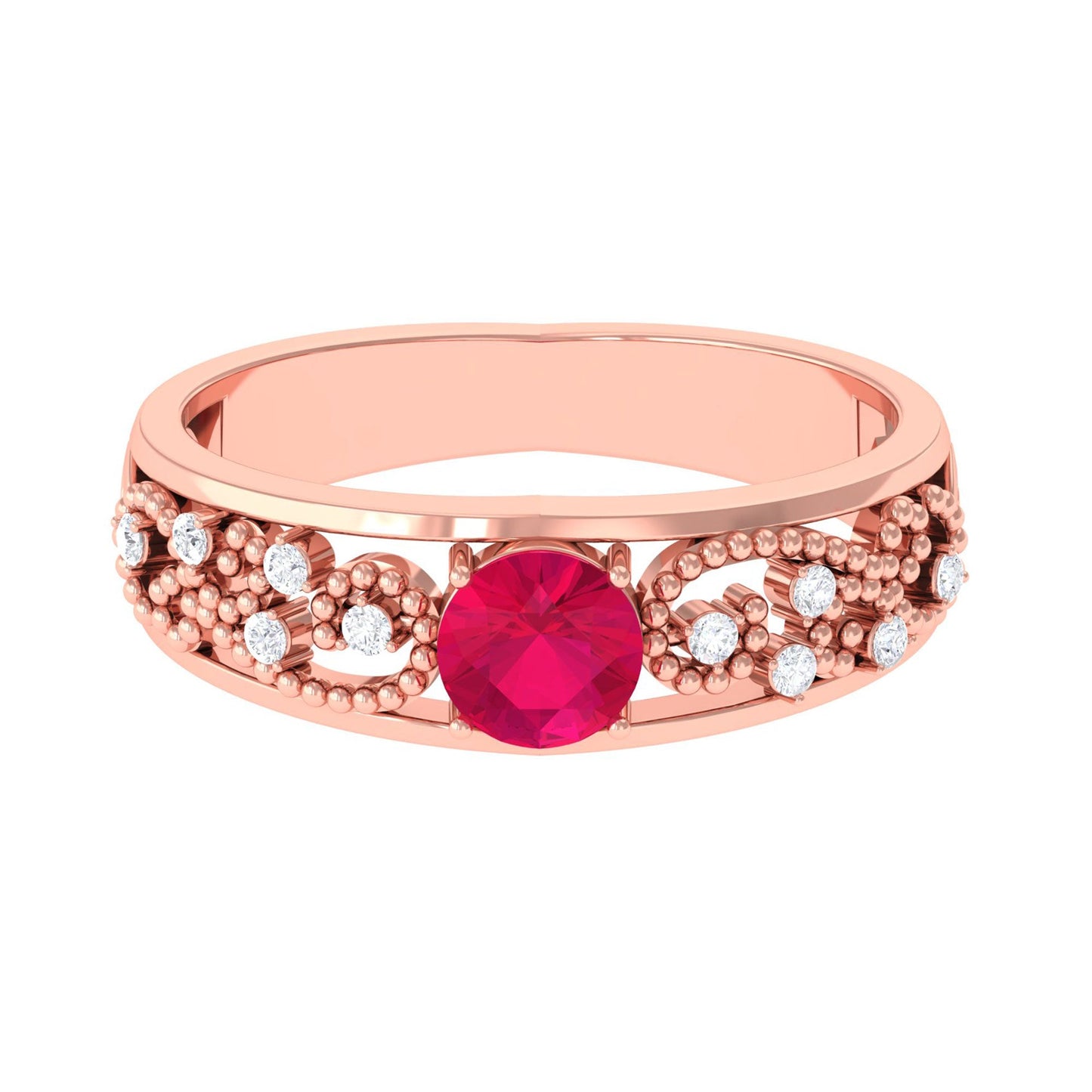 Natural 0.6 Carat Ruby Vintage Looking Engagement Ring with Diamond