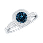 0.6 Carat London Blue topaz Vintage Inspired Ring with Diamond Halo