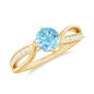 Real 0.8 Ct Aquamarine and Diamond Infinity Engagement Ring