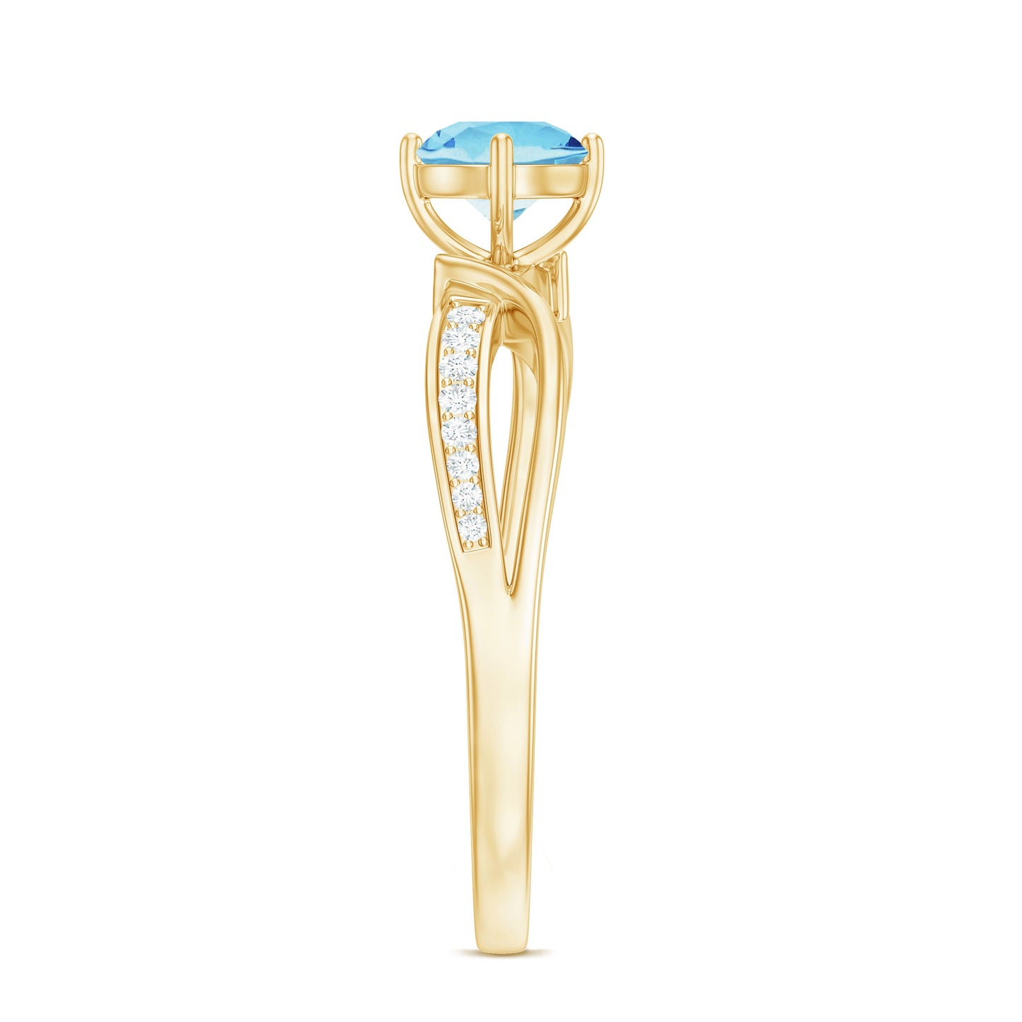 Real 0.8 Ct Aquamarine and Diamond Infinity Engagement Ring