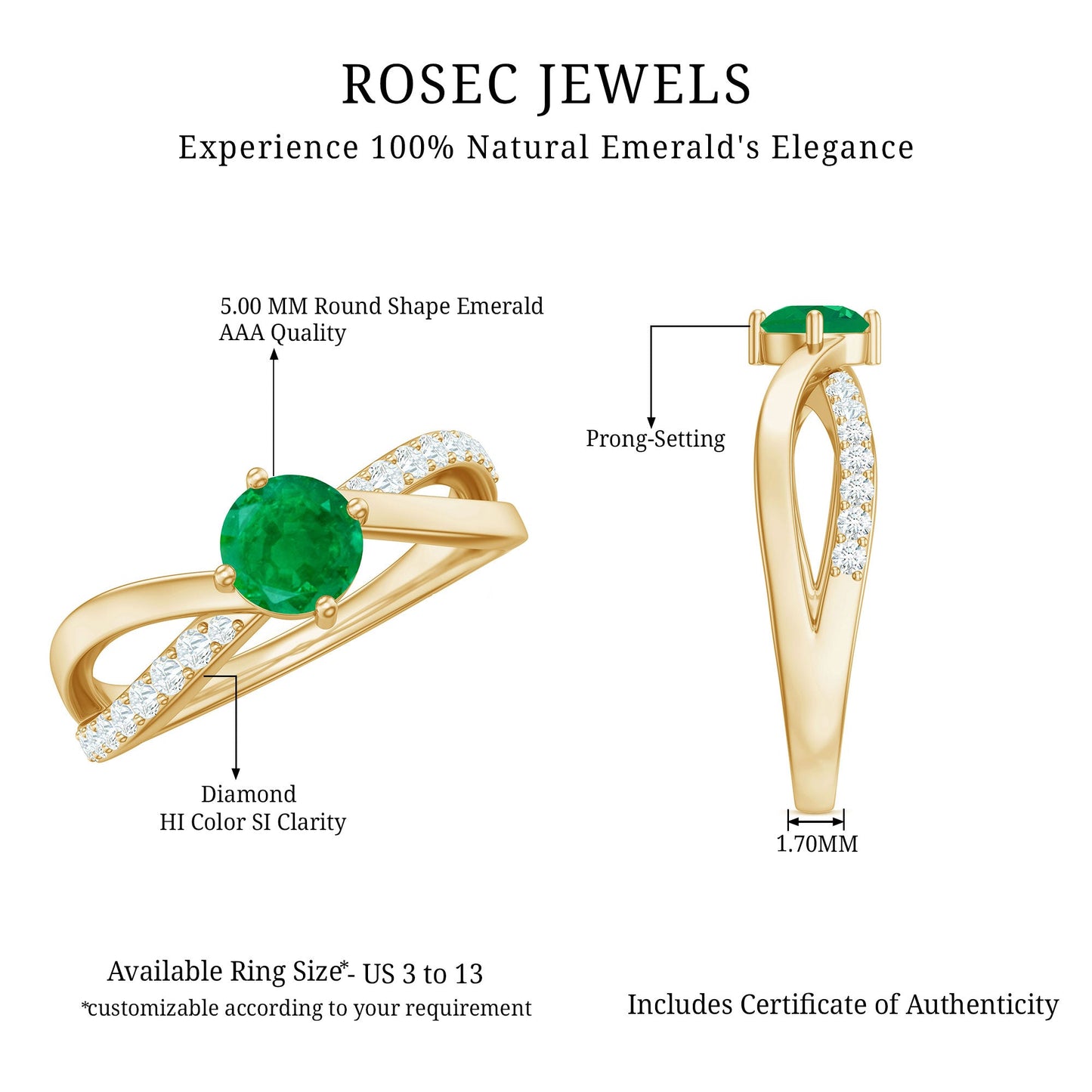 Real Emerald Infinity Promise Ring with Diamond