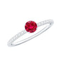 Round Cut Lab Grown Ruby Engagement Ring with Diamond