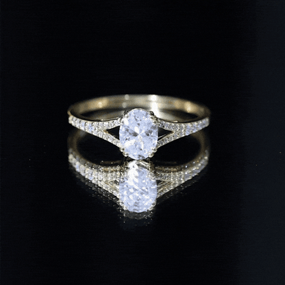 Certified Moissanite Oblong Engagement Ring with Split Shank