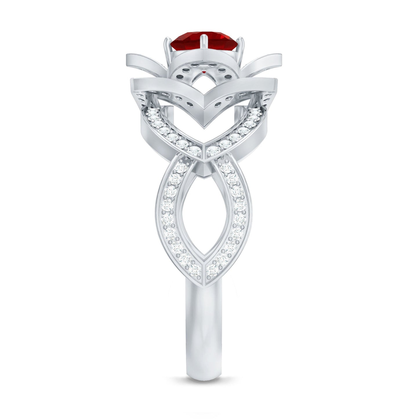 0.6 Carat Lab Created Ruby Vintage Flower Engagement Ring