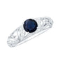 Certified 0.9 Carat Real Blue Sapphire and Diamond Vintage Looking Engagement Ring