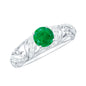 Vintage Looking Emerald and Diamond Engagement Ring for Women