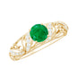 Vintage Looking Emerald and Diamond Engagement Ring for Women