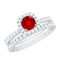Vintage Inspired Created Ruby and Diamond Wedding Band Ring
