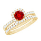 Vintage Inspired Created Ruby and Diamond Wedding Band Ring