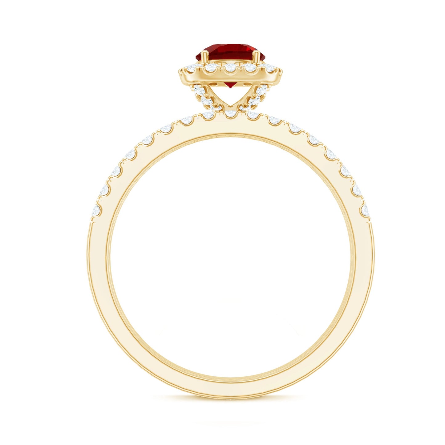 Vintage Inspired Created Ruby and Diamond Wedding Band Ring