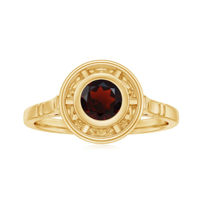 Vintage Looking Garnet Engagement Ring in Bezel Setting