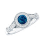 0.6 Carat London Blue Topaz Antique Engagement Ring with Diamond Halo