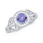 Natural Tanzanite Retro Engagement Ring with Diamond