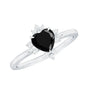 Certified 2.4 Carat Lab Grown Black Diamond Heart Engagement Ring with White Diamond