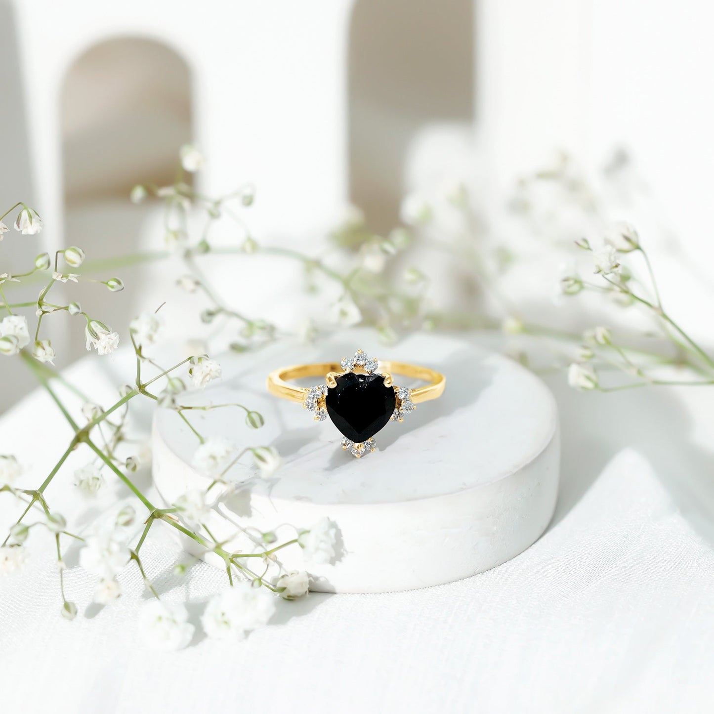 Certified 2.4 Carat Lab Grown Black Diamond Heart Engagement Ring with White Diamond