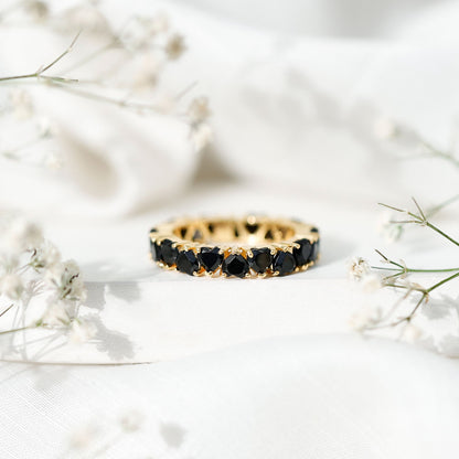 Certified Lab Grown Black Diamond Heart Eternity Ring for Women