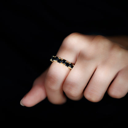 Certified Lab Grown Black Diamond Heart Eternity Ring for Women