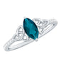 0.74 Carat Marquise Cut London Blue Topaz Celtic Engagement Ring with Diamond