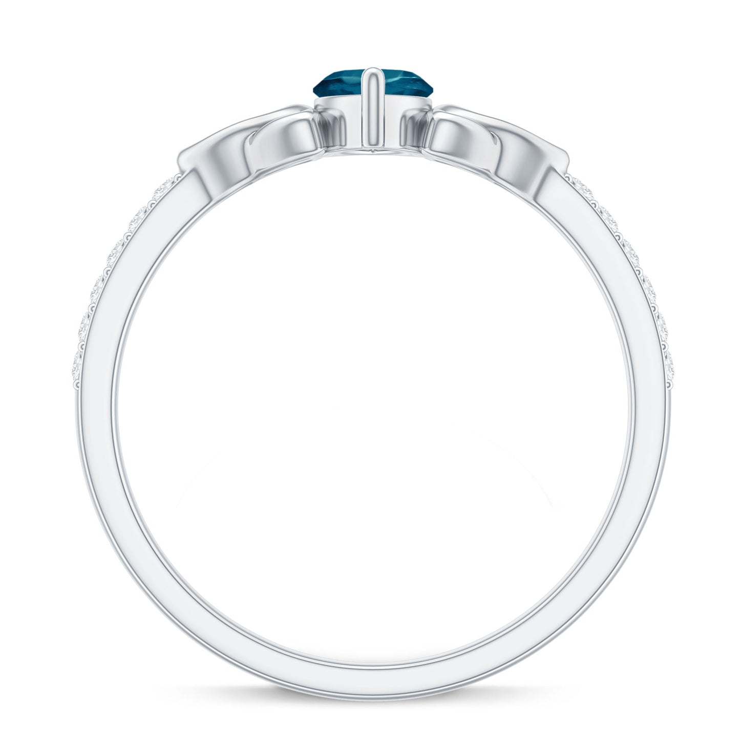 0.74 Carat Marquise Cut London Blue Topaz Celtic Engagement Ring with Diamond