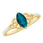0.74 Carat Marquise Cut London Blue Topaz Celtic Engagement Ring with Diamond