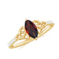 Real Garnet Diamond Marquise Engagement Ring with Celtic Knot
