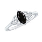 0.8 Carat Lab Grown Black and White Diamond Marquise Engagement Ring with Celtic Knot