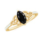 0.8 Carat Lab Grown Black and White Diamond Marquise Engagement Ring with Celtic Knot