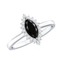 Certified 0.8 Carat Lab Grown Black Diamond Marquise Engagement Ring with Halo