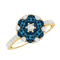 Natural London Blue Topaz Flower Engagement Ring with Diamond