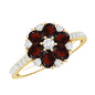 Natural Garnet Flower Engagement Ring with Diamond
