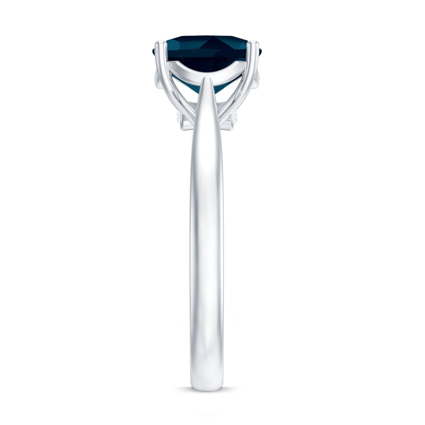 Solitaire Cushion Cut London Blue Topaz Cathedral Engagement Ring