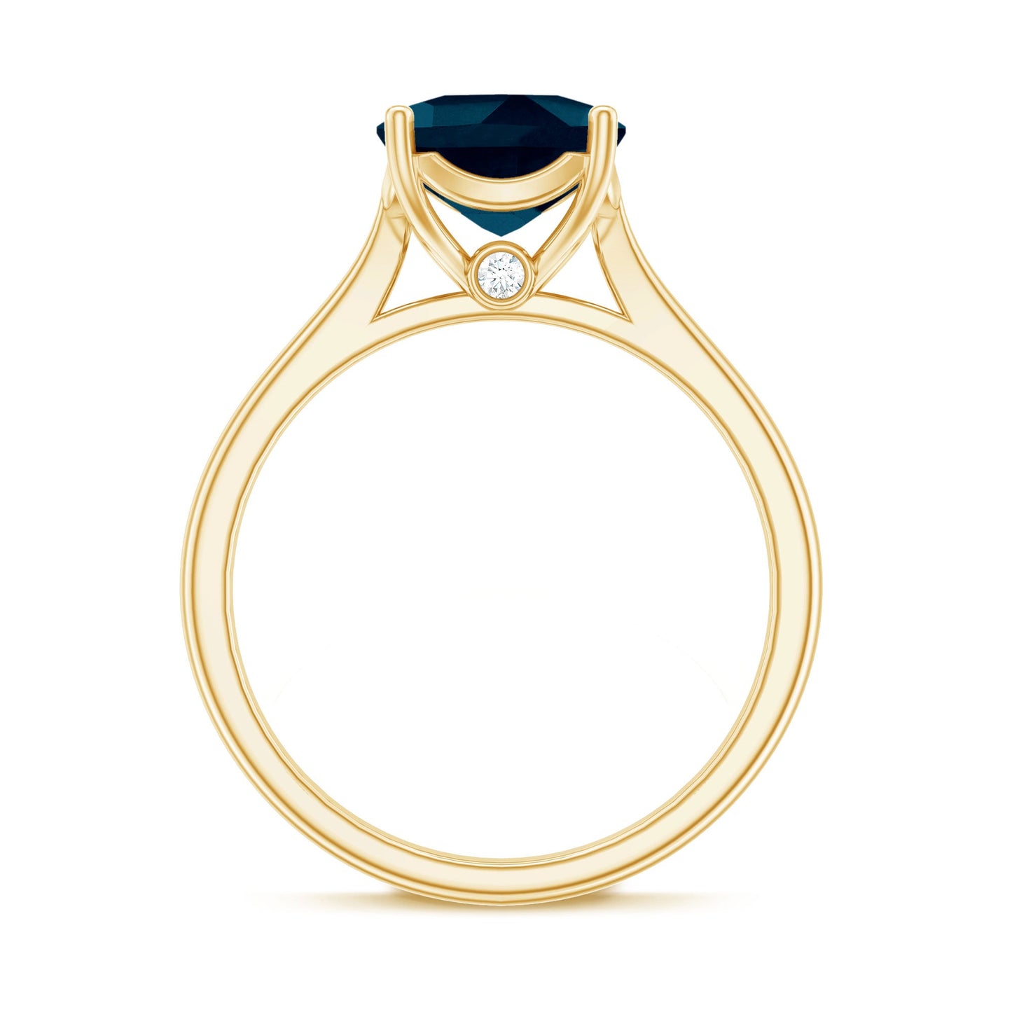 Solitaire Cushion Cut London Blue Topaz Cathedral Engagement Ring