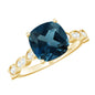 Cushion Cut London Blue Topaz Vintage Engagement Ring with Diamonds