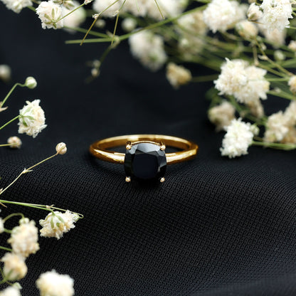 Certified 2.8 Carat Lab Grown Black Diamond Cushion Cut Engagement Ring