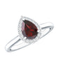 Classic Garnet Teardrop Engagement Ring with Diamond Halo