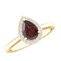 Classic Garnet Teardrop Engagement Ring with Diamond Halo