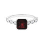 Natural 3.3 Carat Garnet Asscher Cut Engagement Ring with Diamond