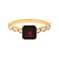 Natural 3.3 Carat Garnet Asscher Cut Engagement Ring with Diamond